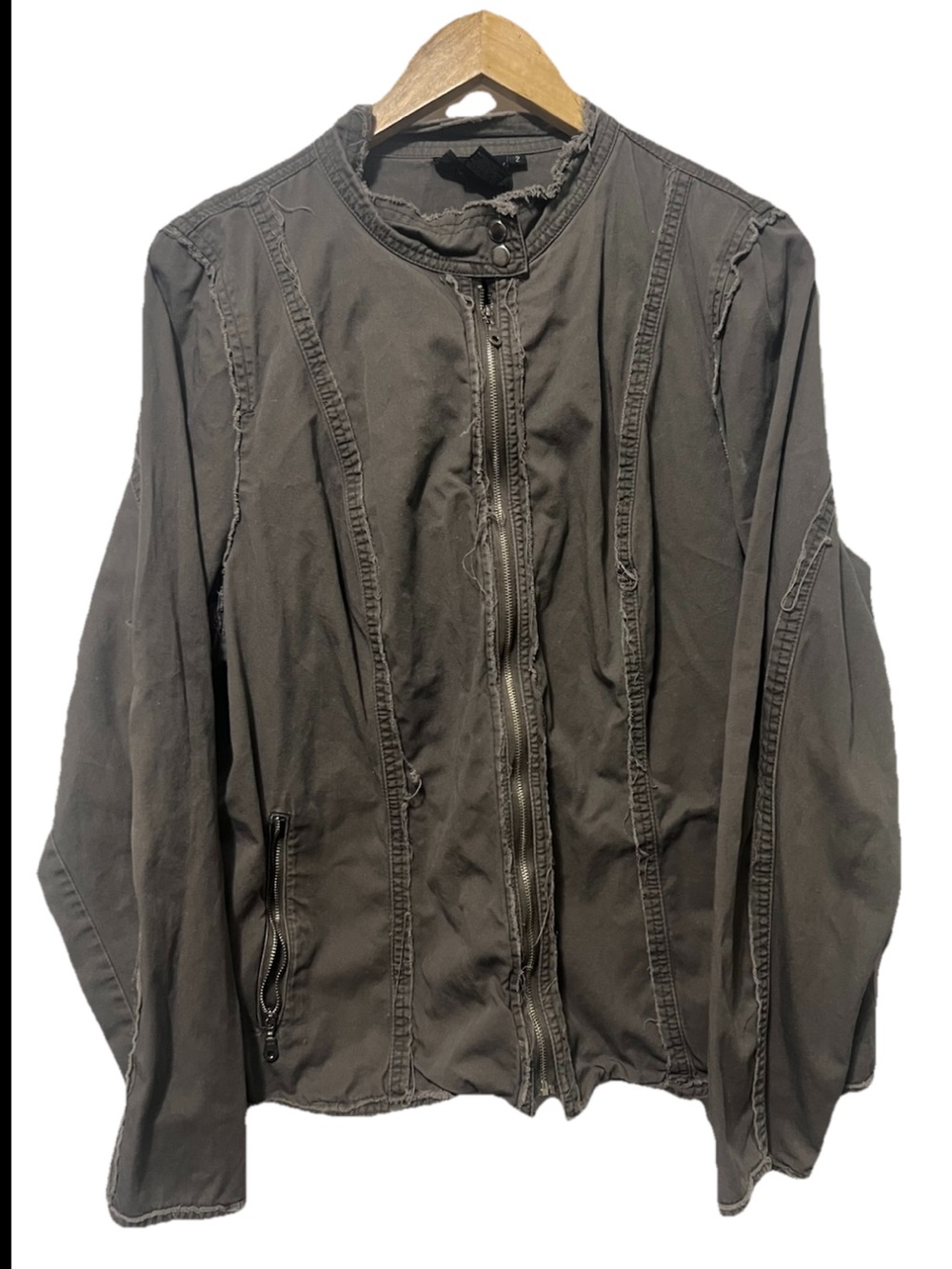 Torrid Gray Charcoal Zip-Front Distressed Light weight Utility Cargo Jacket